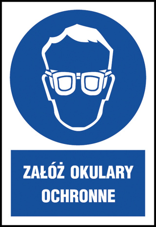 Tablica PCV Załóż okulary ochronne 220 x 300 mm