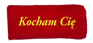 Ręcznik 70x140 w kolorze czerwonym "Kocham Cię"