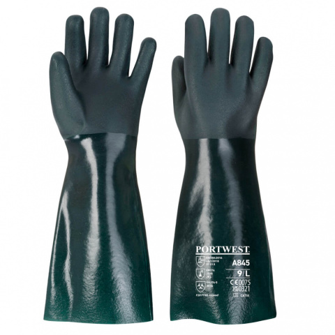 Rękawice dwuwarstwowe kwasoochronne PCV 45cm A845 rozm. XL PORTWEST Rękawice dwuwarstwowe kwasoochronne PCV 45cm A845 rozm. XL PORTWEST
