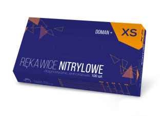 Rękawice nitrylowe bezpudrowe niebieskie rozm. XL Doman