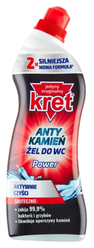 Kret Power żel do WC 750g likwiduje kamień, usuwa bakterie i grzyby