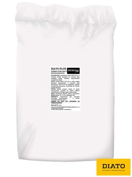 Sorbent granulowany diatomitowy - 20 kg, Atest PZH DIATO Sorbent granulowany diatomitowy - 20 kg, Atest PZH DIATO