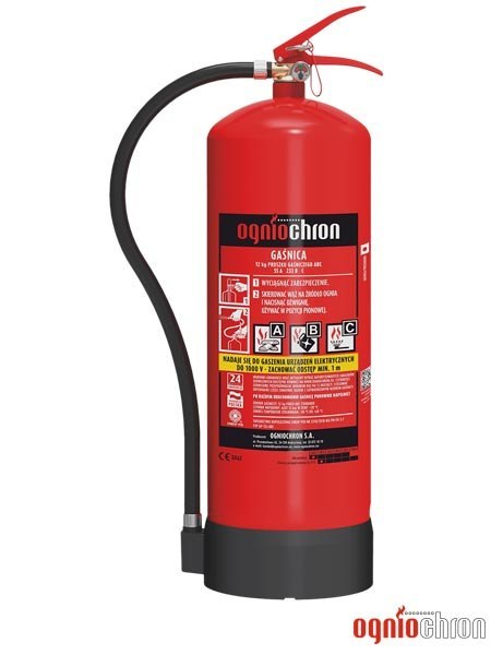 Gasnica proszkowa 12kg - ABC/E do energetyki, magazynow OGNIOCHRON Gasnica proszkowa 12kg - ABC/E do energetyki, magazynow OGNIOCHRON