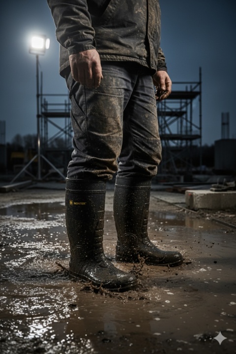 Buty gumowce bezpieczne kalosze S5 MONTER z wkładką i podnoskiem