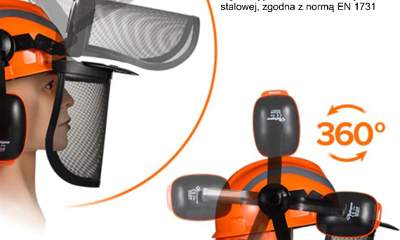 Kask SAFEYEAR M-5009OR: Pełna Ochrona w Jednym Zestawie dla Leśnictwa i Budownictwa